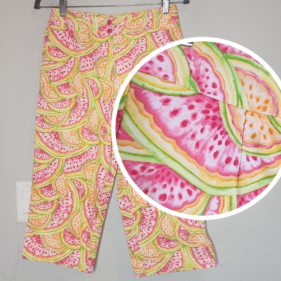 Talbots Melon Watermelon Crop Cotton Pants wome size 6 Petite 6P - Picture 1 of 16
